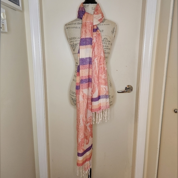 Vintage Accessories - Vintage Pink Pashmina Wrap Scarf